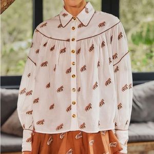 mFarm Rio Off White Embroidered Horses Blouse
